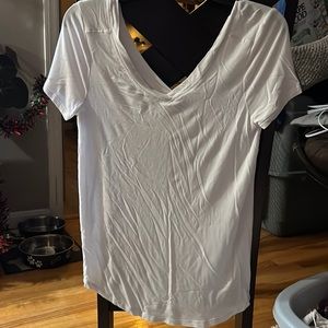 V-neck white top